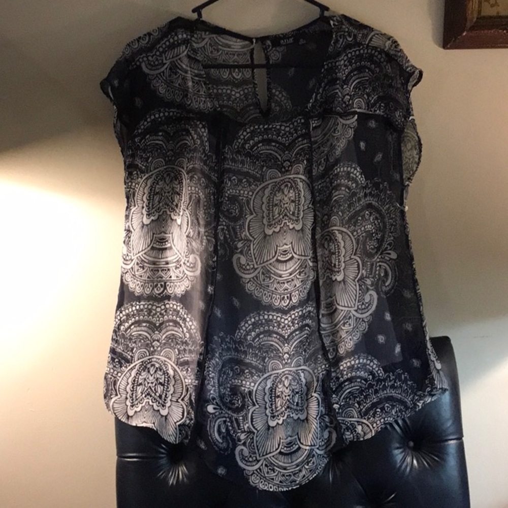 Bandana scarf pattern semi sheer top by a.n.a.